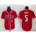 Philadelphia Phillies #5 Bryson Stott Number Red KLUNKIM Cool Base Stitched Jerseys