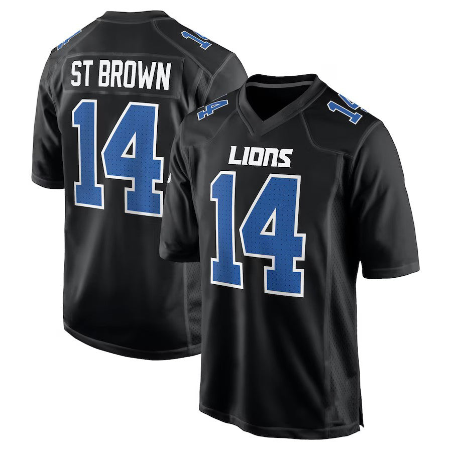 D.Lions #14 Amon-Ra St. Brown Carbon Black Fashion Vapor Limited Jersey Stitched American Football Jerseys