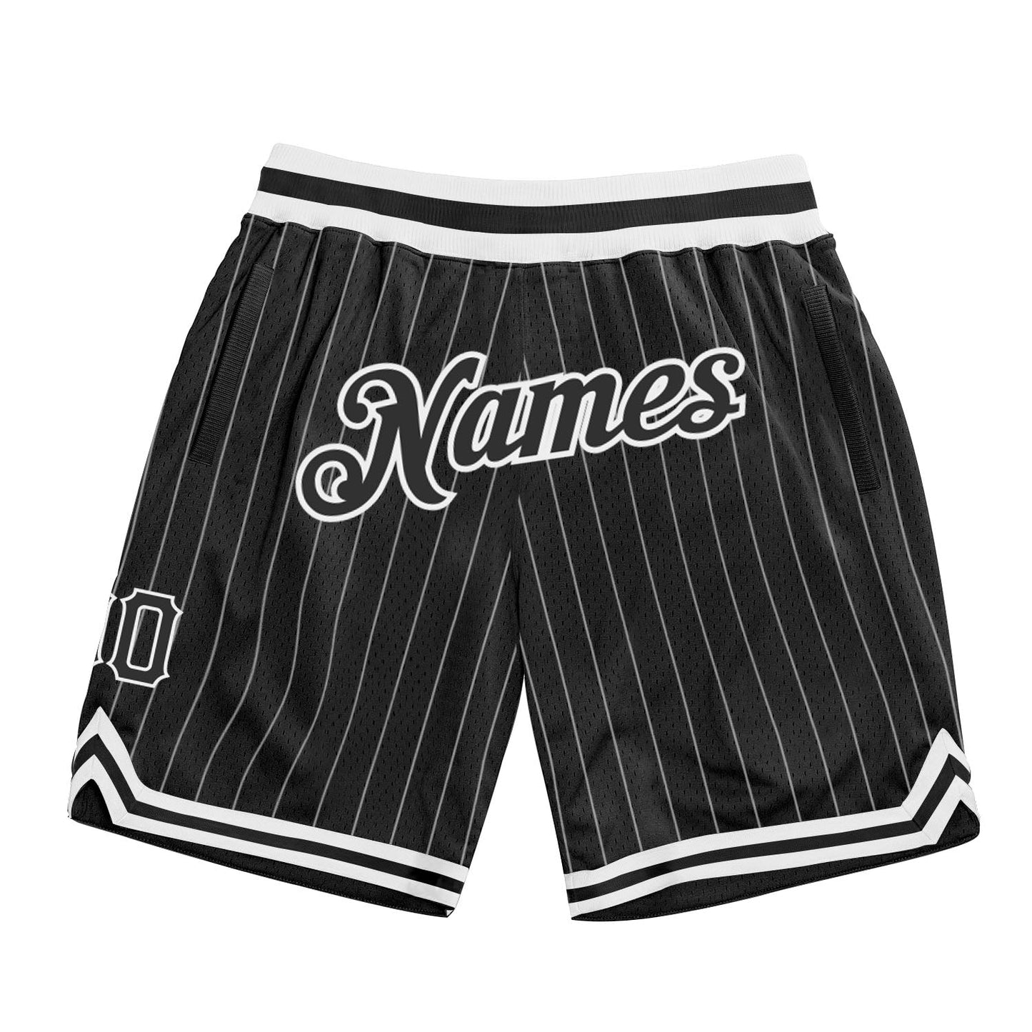 Custom Black White Pinstripe Black-White Authentic Basketball Shorts