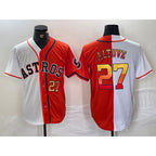 Houston Astros #27 Jose Altuve Number White Orange KLUNKIM Split Stitched Jersey