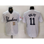 New York Yankees #11 Anthony Volpe White KLUNKIM Pinstripe Fashion Cool Base Jerseys
