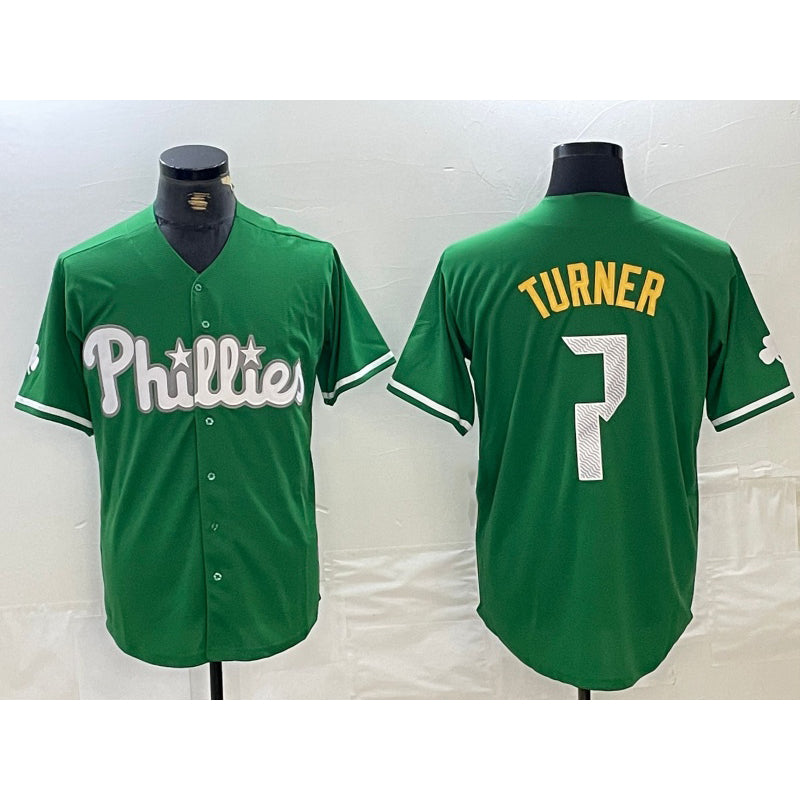Philadelphia Phillies #7 Trea Turner Kelly Green KLUNKIM Cool Base Jersey