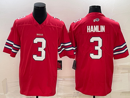 B.Bills #3 Damar Hamlin Red Game Jersey Stitched American Football Jerseys