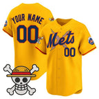 Custom New York Mets x One Piece Gold KLUNKIM Vapor Premier Limited Jersey - Stitched