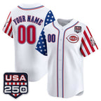 Custom Cincinnati Reds America 250 Edition Vapor Premier Limited White KLUNKIM Stitched Jerseys