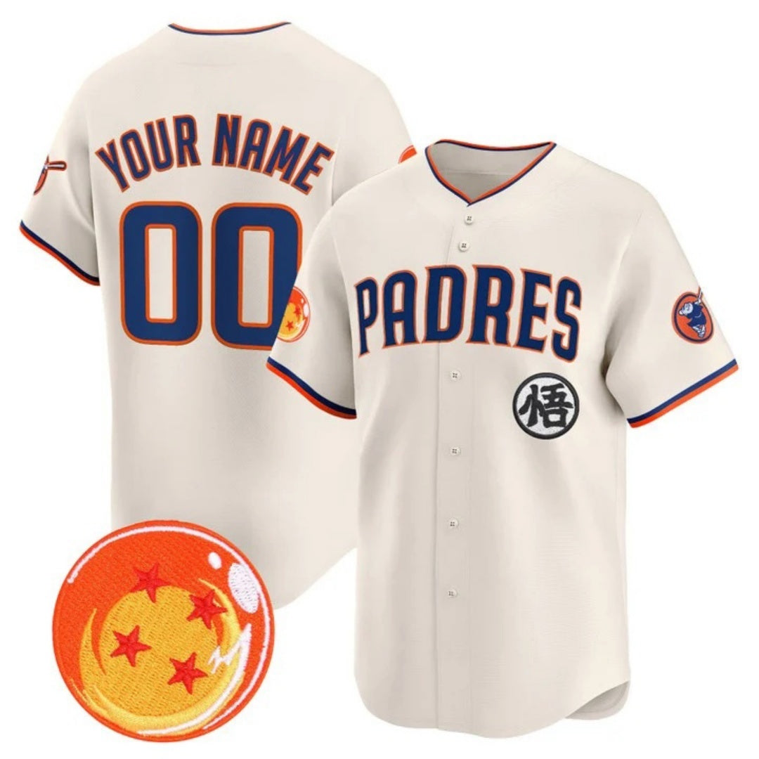 Custom San Diego Padres x Dragon Ball Cream KLUNKIM Vapor Premier Limited Jersey - All Stitched