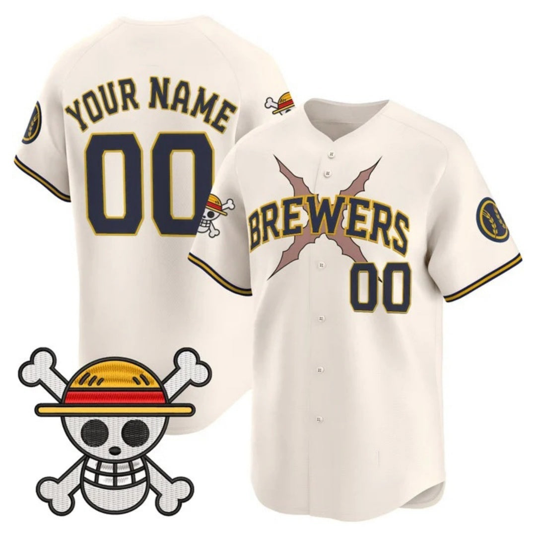 Custom Milwaukee Brewers x One Piece Cream KLUNKIM Vapor Premier Limited Jersey - Stitched