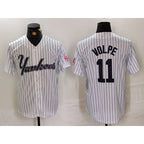 New York Yankees #11 Anthony Volpe White KLUNKIM Pinstripe Fashion Cool Base Jersey 2