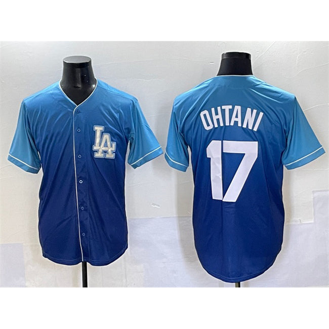 Los Angeles Dodgers #17 Shohei Ohtani Blue KLUNKIM Stitched Jersey