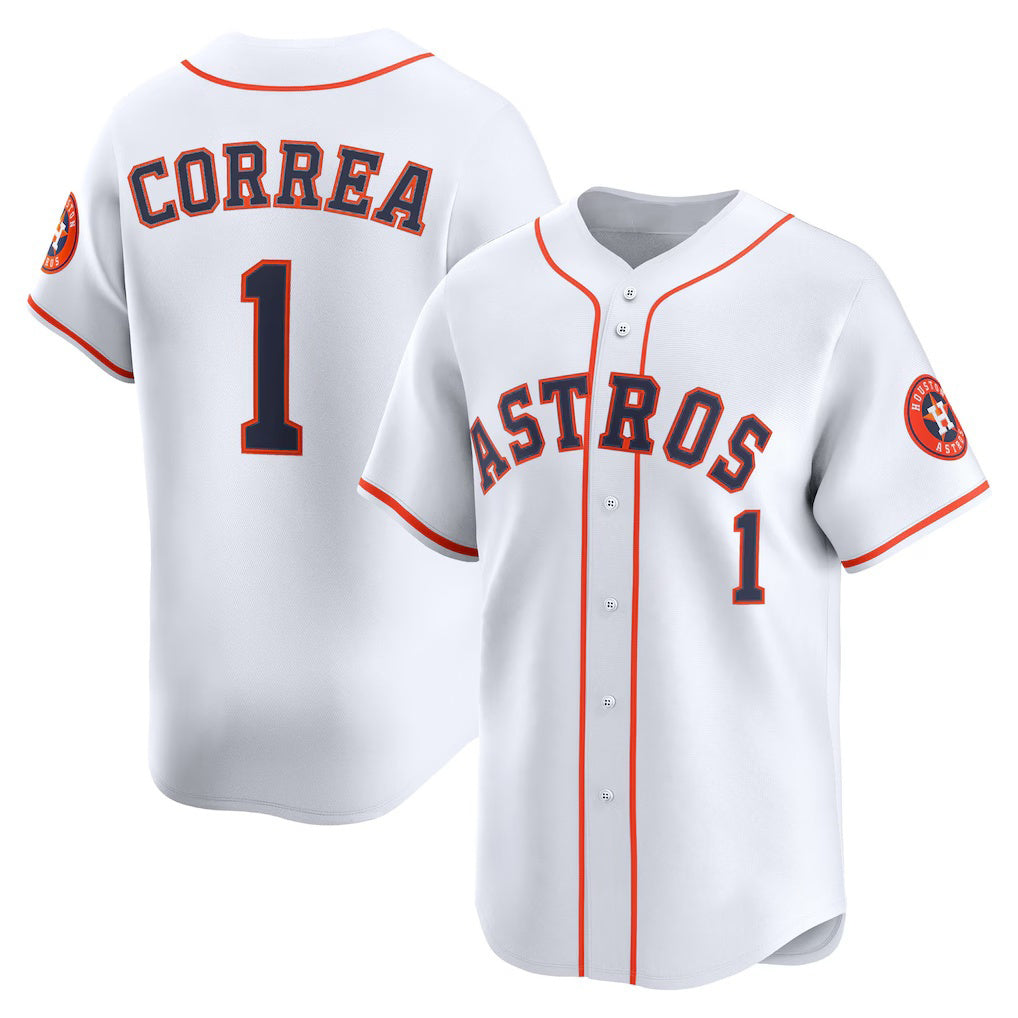 Houston Astros #1 Carlos Correa White KLUNKIM Home Limited Player Jersey