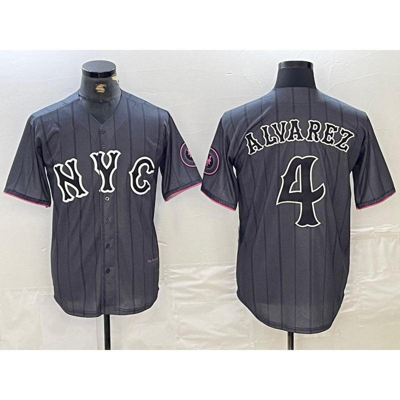 New York Mets #4 Francisco Alvarez Gray KLUNKIM 2024 City Connect Cool Base Stitched Jersey