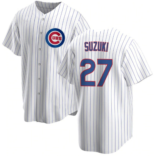 Chicago Cubs #27 Seiya Suzuki White KLUNKIM Cool Base Stitched Jersey