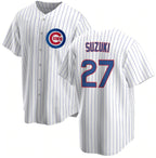 Chicago Cubs #27 Seiya Suzuki White KLUNKIM Cool Base Stitched Jersey
