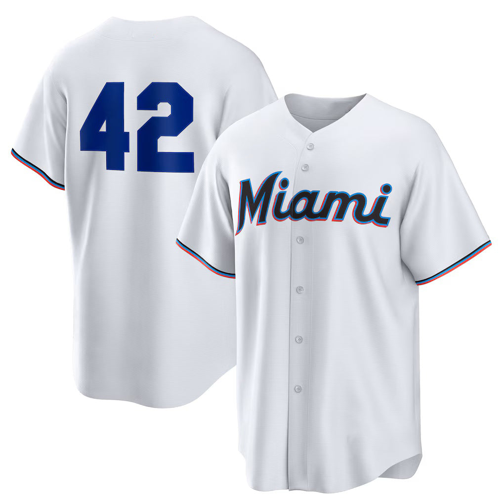 Miami Marlins #42 Jackie Robinson White KLUNKIM Home 2025 Day Replica Jersey