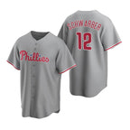 Philadelphia Phillies #12 Kyle Schwarber Gray KLUNKIM Cool Base Stitched Jersey