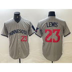 Minnesota Twins #23 Royce Lewis Number 2023 Grey KLUNKIM Home Team Cool Base Stitched Jerseys
