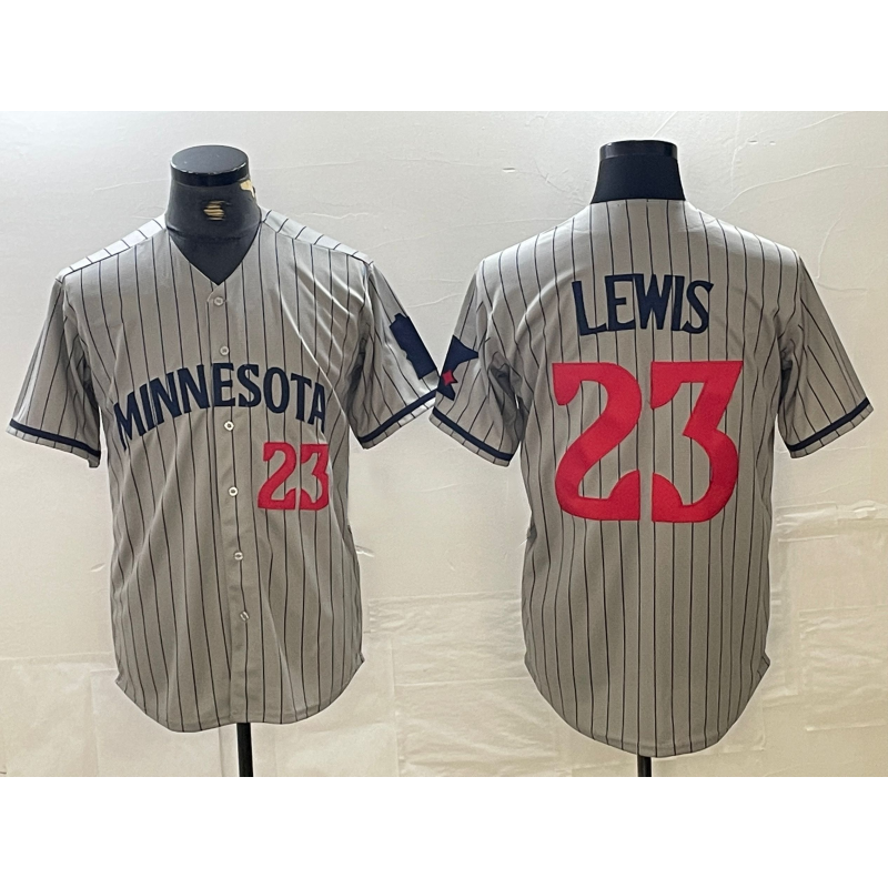 Minnesota Twins #23 Royce Lewis Number 2023 Grey KLUNKIM Home Team Cool Base Stitched Jerseys