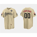 Custom Arizona Diamondbacks Active Player Gold KLUNKIM 2023 World Series City Connect Cool Base Stitched Jersey