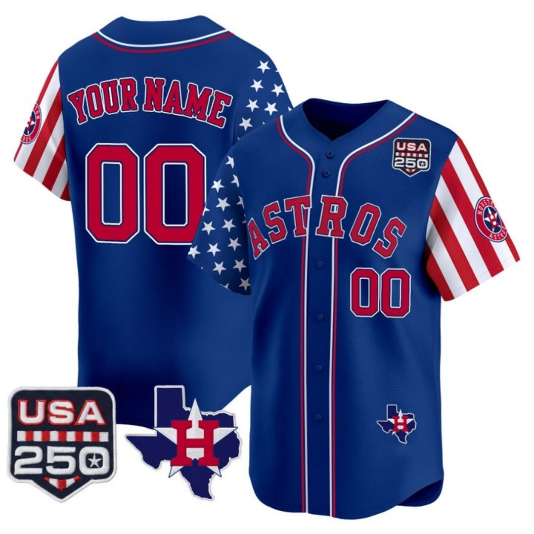 Custom Houston Astros America 250 Edition Vapor Premier Limited Royal KLUNKIM Stitched Jerseys