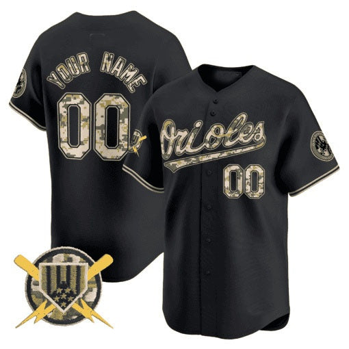 Custom Baltimore Orioles Armed Forces Day Vapor Premier Limited Jersey - Black KLUNKIM