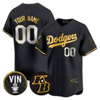 Custom Los Angeles Dodgers Vin Patch & Kobe Bryant Signature Vapor Premier Limited Jersey ¨C All Stitched-Black KLUNKIM
