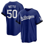 Los Angeles Dodgers #50 Mookie Betts Player Royal KLUNKIM City Connect Home Game Stitched Jerseys