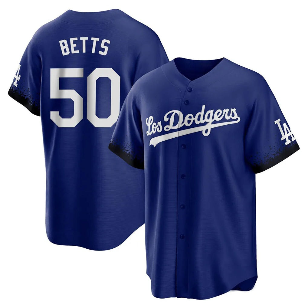 Los Angeles Dodgers #50 Mookie Betts Player Royal KLUNKIM City Connect Home Game Stitched Jerseys