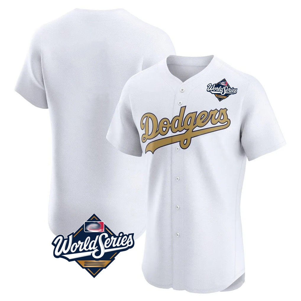 Los Angeles Dodgers Blank Player White Gold KLUNKIM Limited Elite Home World Series Stitched Jerseys