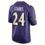 B.Ravens #24 Malaki Starks Purple KLUNKIM 2025 active First Round Pick Game Jersey