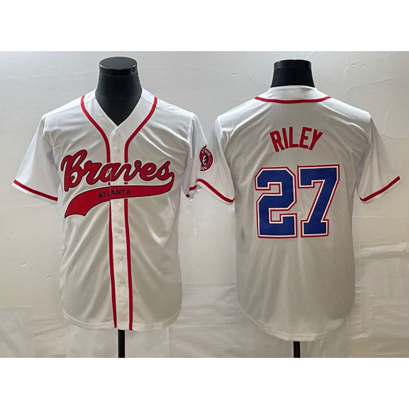 Atlanta Braves #27 Austin Riley White KLUNKIM Cool Base With Patch Stitched Jersey 2