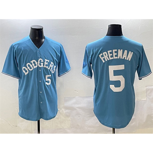 Los Angeles Dodgers #5 Freddie Freeman Light Blue KLUNKIM Limited Stitched Jersey