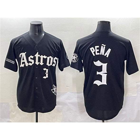 Houston Astros #3 Jeremy Pena Black KLUNKIM Gothic 'Houston Born Barrio Raised' Limited Stitched Jersey