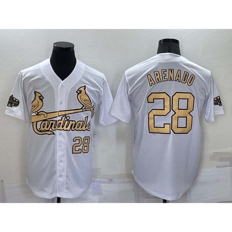 St. Louis Cardinals #28 Nolan Arenado Number White KLUNKIM 2022 All Star Stitched Cool Base Jersey