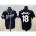Los Angeles Dodgers #18 Yoshinobu Yamamoto Black KLUNKIM 2025 World Series Champions Patch Cool Base Stitched Jersey