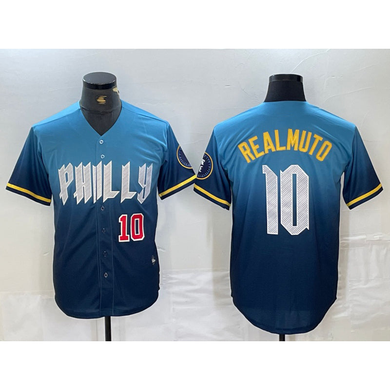 Philadelphia Phillies #10 JT Realmuto Number Blue KLUNKIM 2024 City Connect Limited Stitched Jerseys