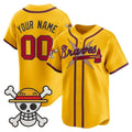 Custom Atlanta Braves x One Piece Gold KLUNKIM Vapor Premier Limited Jersey - Stitched
