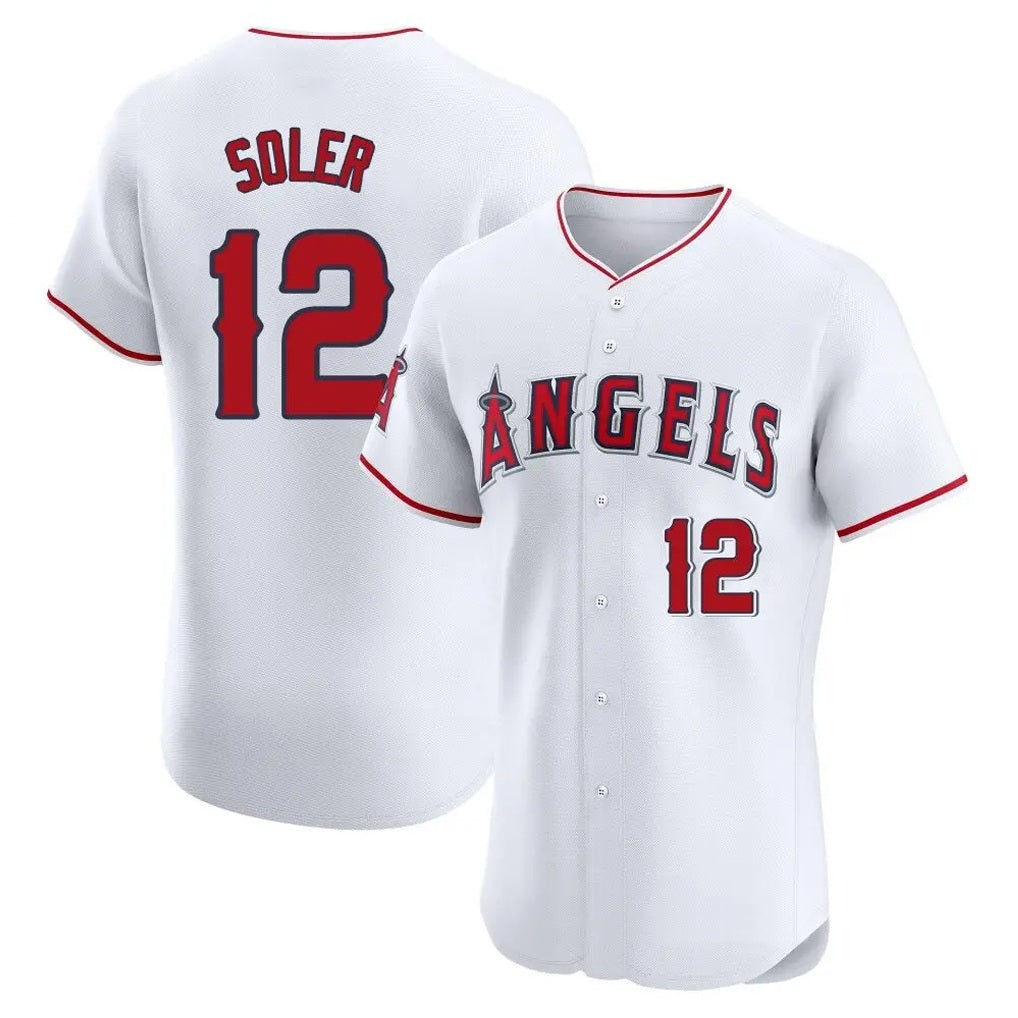 Los Angeles Angels #12 Jorge Soler Player White KLUNKIM Limited Elite Stitched Home Jerseys