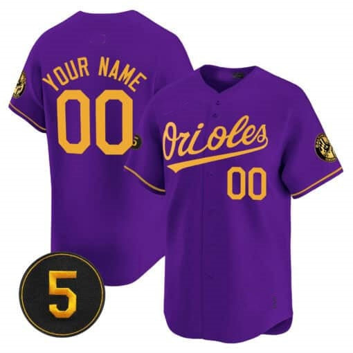 Custom Baltimore Orioles Robinson Patch Vapor Premier Limited Jersey ¨C Purple Gold KLUNKIM