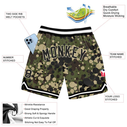 Custom Camo Black-Cream Authentic Salute To Service Basketball Shorts