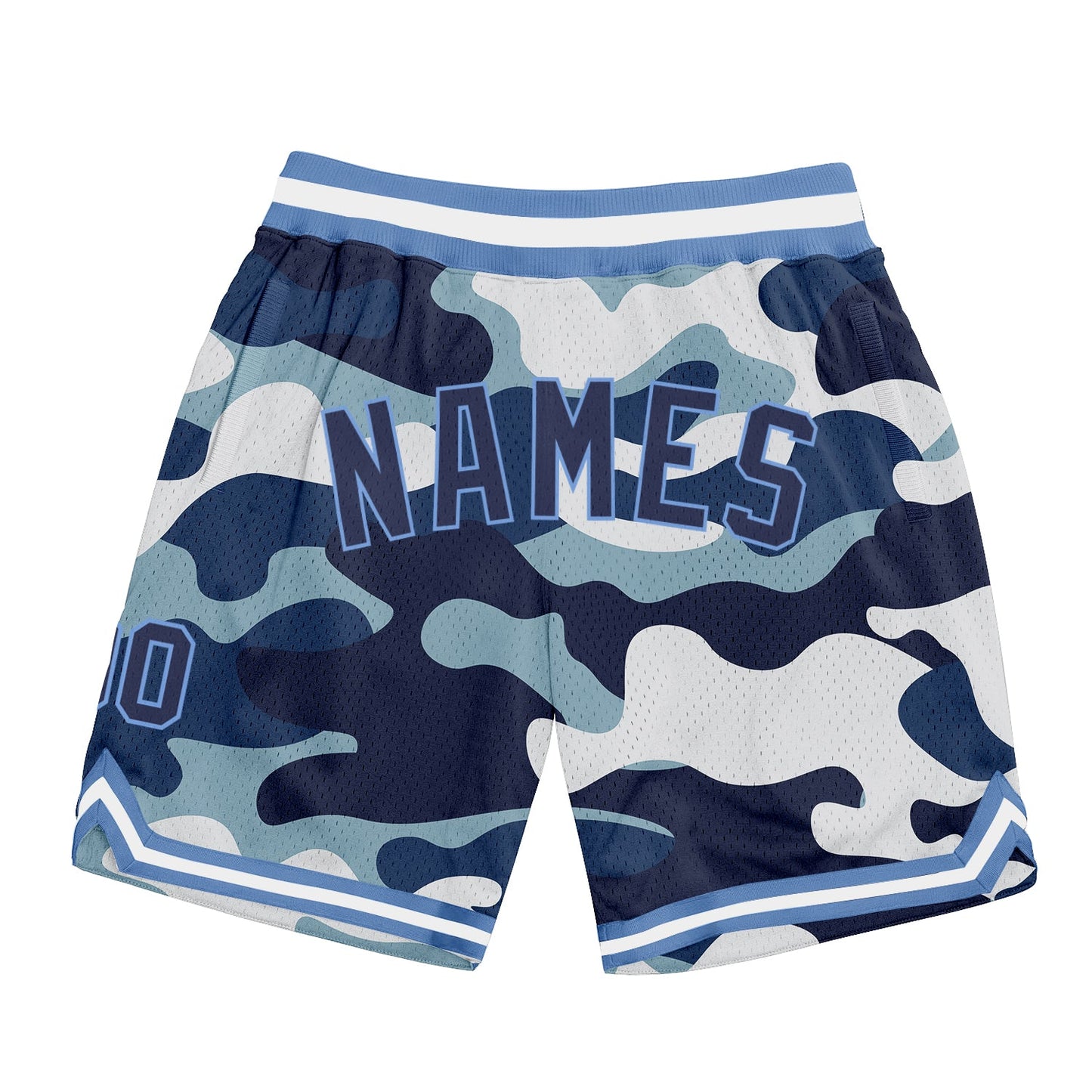 Custom Camo Navy-Light Blue Authentic Salute To Service Basketball Shorts