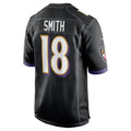 B.Ravens #18 Roquan Smith Black KLUNKIM Alternate Game Jersey