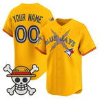 Custom Toronto Blue Jays x One Piece Gold KLUNKIM Vapor Premier Limited Jersey - Stitched