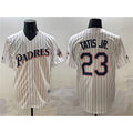 San Diego Padres #23 Fernando Tatis Jr. White KLUNKIM Throwback With Patch Cool Base Stitched Jersey