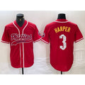 Philadelphia Phillies #3 Bryce Harper Red KLUNKIM Cool Base Stitched Jersey
