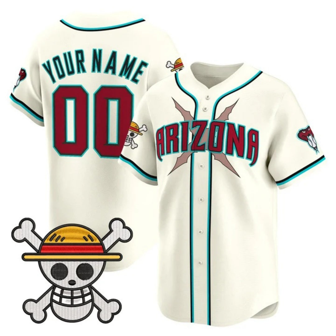Custom Arizona Diamondbacks x One Piece Cream KLUNKIM Vapor Premier Limited Jersey - Stitched
