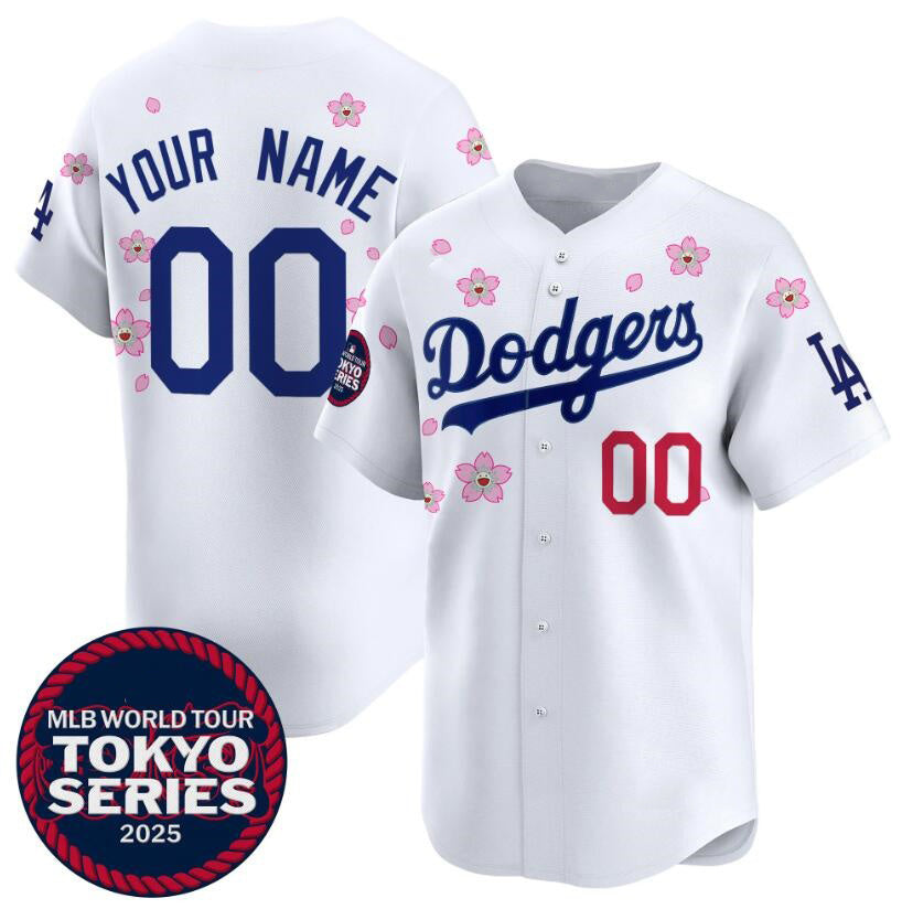 Custom Los Angeles Dodgers Active Player White KLUNKIM 2025 Tokyo Series Limited Stitched Jersey