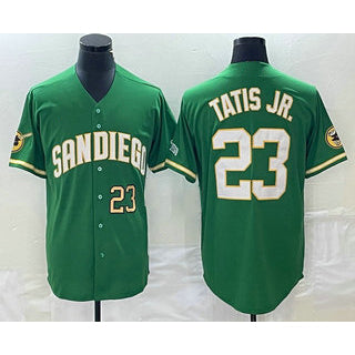 San Diego Padres #23 Fernando Tatis Jr Number Green KLUNKIM Cool Base Stitched Jersey