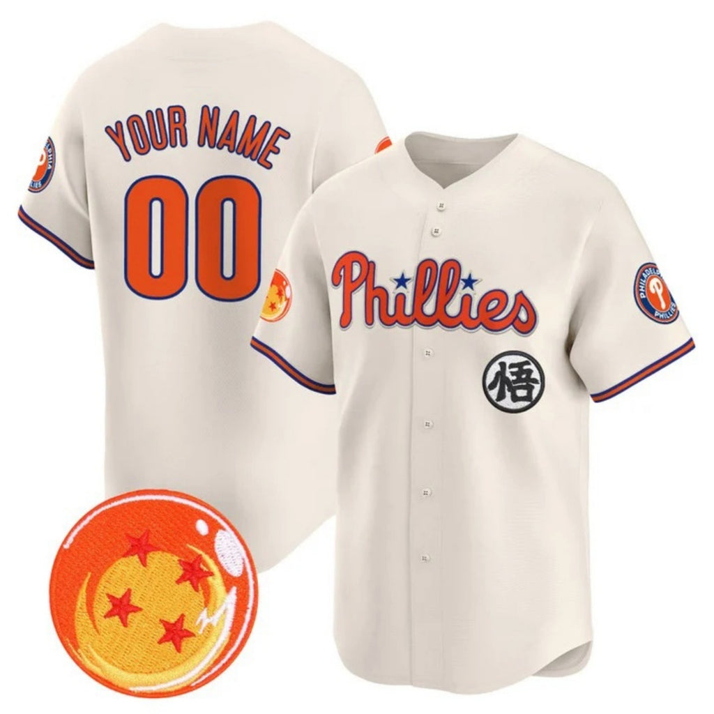 Custom Philadelphia Phillies x Dragon Ball Cream KLUNKIM Vapor Premier Limited Jersey - All Stitched