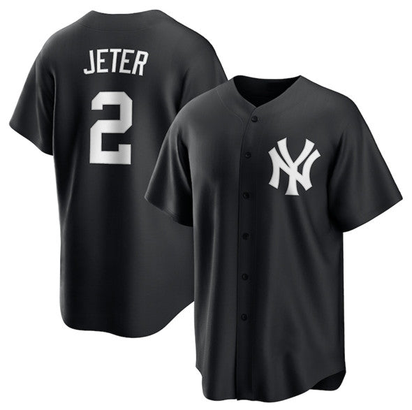New York Yankees #2 Derek Jeter Black KLUNKIM Lights Out Limited Stitched Jersey