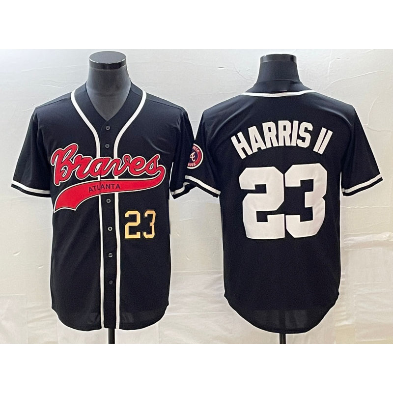 Atlanta Braves #23 Michael Harris II Number Black KLUNKIM Cool Base Stitched Jersey